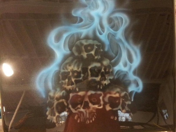 skulls on fire